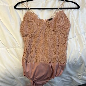Misguided pink lace bodysuit size 4